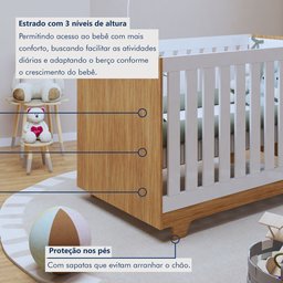 Quarto de Bebê Completo 100% MDF com Guarda Roupa 3 Portas, Cômoda e Berço Mini Cama Life Espresso Móveis - 14