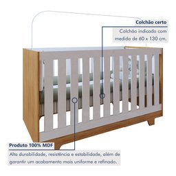 Quarto de Bebê Completo 100% MDF com Guarda Roupa 3 Portas, Cômoda e Berço Mini Cama Life Espresso Móveis - 11