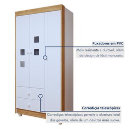 Quarto de Bebê Completo 100% MDF com Guarda Roupa 3 Portas, Cômoda e Berço Mini Cama Life Espresso Móveis - 6