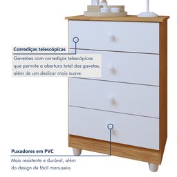 Quarto de Bebê Completo 100% MDF com Guarda Roupa 3 Portas, Cômoda e Berço Mini Cama Life Espresso Móveis - 10