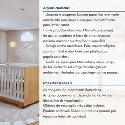 Quarto de Bebê Completo 100% MDF com Guarda Roupa 3 Portas, Cômoda e Berço Mini Cama Life Espresso Móveis - 18