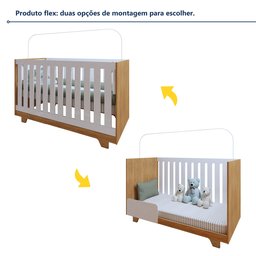 Quarto de Bebê Completo 100% MDF com Guarda Roupa 3 Portas, Cômoda e Berço Mini Cama Life Espresso Móveis - 12