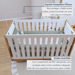 Quarto de Bebê Completo 100% MDF com Guarda Roupa 3 Portas, Cômoda e Berço Mini Cama Life Espresso Móveis - 13