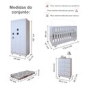 Ver imagem 3 de Quarto de Bebê 100% MDF Berço Minicama com Colchão, Cômoda e Guarda Roupa 3 Portas Life Branco