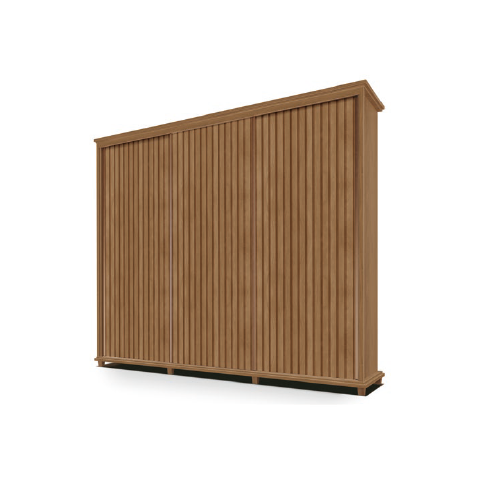 Roupeiro Gold Ripado 3 Portas Deslizantes sem Espelho - Freijó