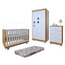 Ver imagem 2 de Quarto de Bebê 100% MDF Berço Minicama com Colchão, Cômoda e Guarda Roupa 3 Portas Life