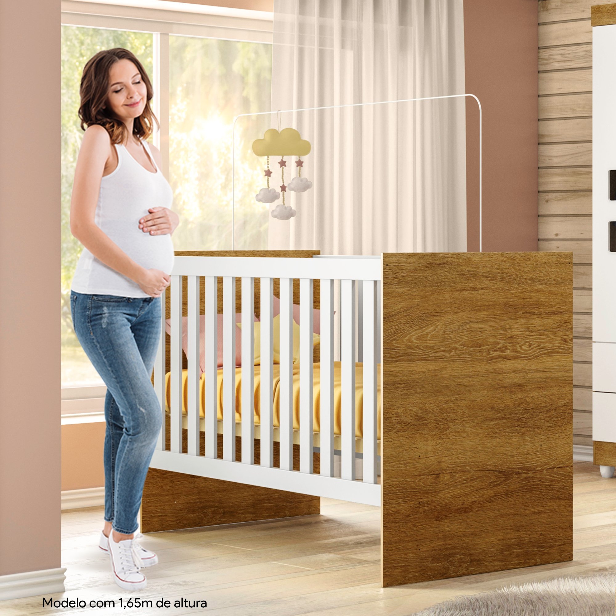 Quarto de Bebê Completo 100% MDF com Guarda Roupa 3 Portas, Cômoda e Berço Life Espresso Móveis - 5
