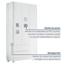 Ver imagem 2 de Quarto de Bebê 100% MDF Berço com Colchão Cômoda Soft e Guarda Roupa 3 Portas Life Branco