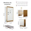 Ver imagem 3 de Quarto de Bebê 100% MDF Berço com Colchão, Cômoda Soft e Guarda Roupa 3 Portas Life Branco/Ypê