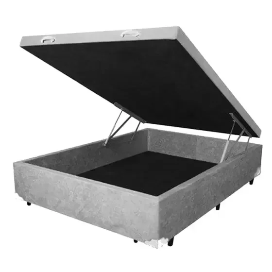 Ver imagem 3 de Box Baú Casal Suede Cinza 138X188