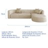 Sofá Modular Celinne Luxuoso Sala de Estar Decoração Luxo 265cm Bouclé Bege - 3