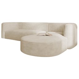 Sofá Modular Celinne Luxuoso Sala de Estar Decoração Luxo 265cm Bouclé Bege - 6