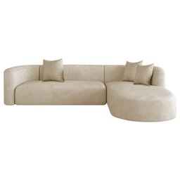 Sofá Modular Celinne Luxuoso Sala de Estar Decoração Luxo 265cm Bouclé Bege - 1