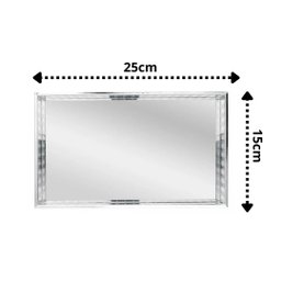Bandeja de Metal com Espelho Prateada 25cm X 15cm X 4cm - Lyor - 3