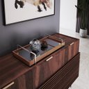 Ver imagem 3 de Bandeja Decorativa Espelhada Madeirada para Servir com Alça Prata