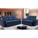 Ver imagem 1 de Conjunto de Sofá 3 e 2 Lugares Retrátil e Reclinável 2.00x1.50m Cama Inbox Smal Suede Azul