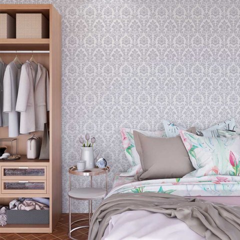 Papel de Parede Arabesco Branco C Cinza Gh Papel de Parede 3,5m