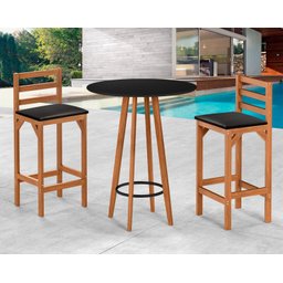 Conjunto Bistro e Banquetas Paris Moderna Área Gourmet Premium Resistente Sacada Hall Cor Nature - 1