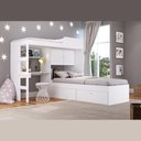 Ver imagem 1 de Kit Conjunto Quarto Juvenil Infantil 2 Camas Armário Gavetas Escrivaninha Escada Cama Alta Branco