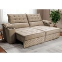 Ver imagem 1 de Sofá Retrátil e Reclinável 2,40m Verona com Porta Copos Velupluma Bege Cama Inbox