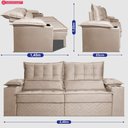 Ver imagem 4 de Sofá Retrátil e Reclinável 2,40m Verona com Porta Copos Velupluma Bege Cama Inbox