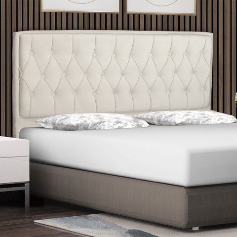 Cabeceira Cama Box King Jadi 195 Cm Suede Bege Claro - MV Estofados Shop