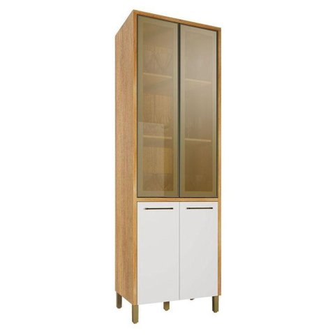 Paneleiro Nobre 4 Portas 4 Prateleiras MDF 73cm Off White e Cinamomo