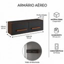 Ver imagem 2 de Armário Aéreo para Geladeira Mara 80cm 2 Portas para Cozinha Cor:savana / Preto