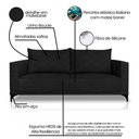 Ver imagem 3 de Sofá Living 2 Lugares com Pés de Ferro Almofadas Soltas 200cm Neso Bouclê Preto G63 - Gran Belo