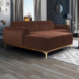 Sofá 255cm 4 Lugares Chaise Esquerdo Pés Gold B-276 Terra - 6