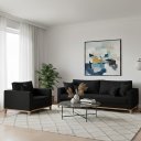 Ver imagem 1 de Conjunto de Sofá Beny Preto, 2 Peças, 1 Sofá 1,80m e 1 Poltrona, Tecido Linho