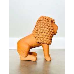 Escultura em Cerâmica Leão de Nuca. Artesanal, Produzido Pela Família do Mestre Nuca - 3