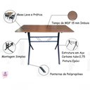 Ver imagem 4 de Kit 8 Mesas Moema 120x70 Imbuia Base Preta