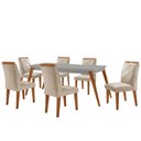 Ver imagem 2 de Mesa Copper 180cm MDF Vidro e 6 Cadeiras Melissa Veludo Creme/Off/Naturale/Serig Off com Vidro