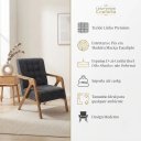 Ver imagem 4 de Poltrona para Sala Decorativa Linho Cinza Escuro Pés de Madeira