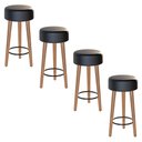 Ver imagem 1 de Kit 04 Banquetas Cozinha Paris Estofada D-33 Pés de Madeira Rosqueáveis Corano Preto - Desk