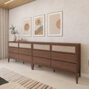 Ver imagem 1 de Cômoda 6 Gavetas Madeira Maciça com Palha Sintética Siena Marrom