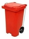 Ver imagem 7 de Kit 2 Contentor Plástico Lixeira Gari 240l com Pedal em Aço Cor:vermelho