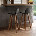 Ver imagem 1 de 2 Banquetas Línea Alta Luxo Aço Champanhe Assento em Linho - Preto