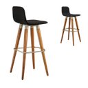 Ver imagem 3 de 2 Banquetas Línea Alta Luxo Aço Champanhe Assento em Linho - Preto