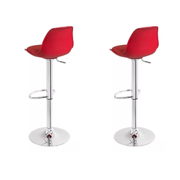 Kit 02 Banquetas Giratoria Alta Assento e Encosto Vermelho Base Cromada com Apoio Bering - 2