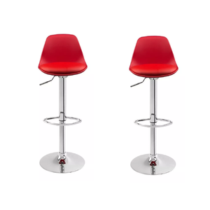 Kit 02 Banquetas Giratoria Alta Assento e Encosto Vermelho Base Cromada com Apoio Bering