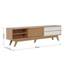 Ver imagem 3 de Rack para Sala Bancada de Tv 75 Pol 200cm Licia C04 - D'Rossi Cor Freijó e Off White Matte