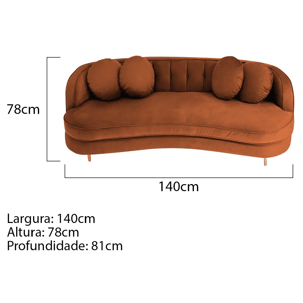 Sofá Curvo 2 Lugares Orgânico Sala Recepção Escritório Decorativo Luxo Panamá 140cm Suede - 3