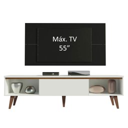 Rack Madesa Reims e Painel para TV até 55 Polegadas 2 Portas e 1 Gaveta Branco/Preto Cor:Branco/Pret - 4