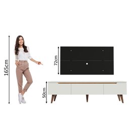 Rack Madesa Reims e Painel para TV até 55 Polegadas 2 Portas e 1 Gaveta Branco/Preto Cor:Branco/Pret - 6