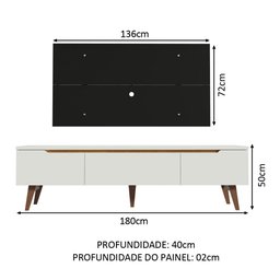 Rack Madesa Reims e Painel para TV até 55 Polegadas 2 Portas e 1 Gaveta Branco/Preto Cor:Branco/Pret - 3