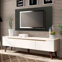 Ver imagem 1 de Rack Madesa Reims e Painel para TV até 55 Polegadas 2 Portas e 1 Gaveta Branco/Preto Cor:Branco/Pret