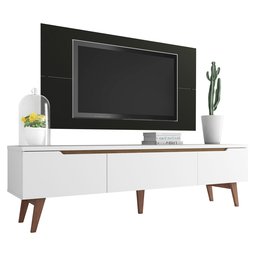 Rack Madesa Reims e Painel para TV até 55 Polegadas 2 Portas e 1 Gaveta Branco/Preto Cor:Branco/Pret - 2