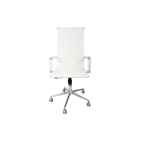 Cadeira Escritório Branca Presidente Eames Couro 3301 Alta